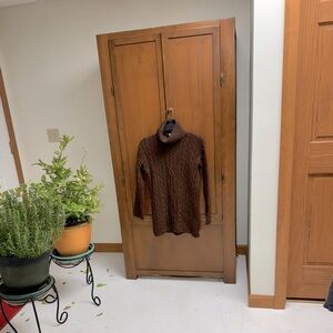 RODIER France wool blend high neck cable knit sweater SM 19in pit L 27 in